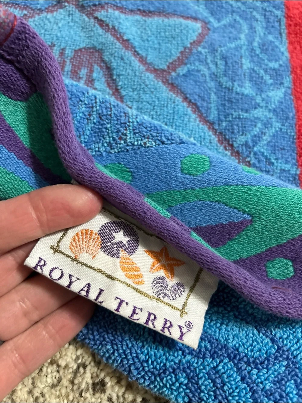 Vintage Barth & Dreyfuss Royal Terry Beach Theme W Vibrant Colors Beach Towel